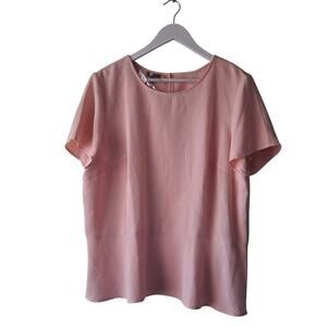 NWT Talbots Peplum Top Polyester Blend Textured Short Sleeve Blouse Pink Size 18